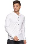 RSO Outfits Men's Cotton Solid Knitted Full Sleeves Shirt (White, Medium)