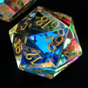Colorful Glass DND Dice Set,7 Pcs Colorful Glass Handmade Polyhedral D&D Dice with Gift Metal Box for Dungeons and Dragons MTG Role Playing Games