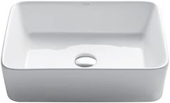 KRAUS Elavo Modern Rectangular Vessel White Porcelain Ceramic Bathroom Sink, 19 inch KCV-121