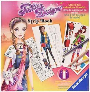 Ravensburger - Fashion Designer Style Book, Accessori e Animali, Crea la tua Collezione di Moda, Disegni da Colorare, Idea Regalo Bambini 6+ Anni, Compatibile con Fashion Designer