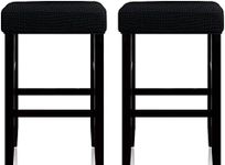 HFCNMY Stool Covers Rectangle,2 Pack Stretch Rectangle Bar Jacquard Vanity Washable Counter Saddle Seat Cover with Elastic Band for Wooden Metal Bench(Black)