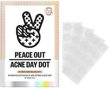 PEACE OUT Acne Day Dot, Sheer Acne Healing Dots, Virtually Invisible Wear, Hydrocolloid Pimple Patches Helps Clear Blemishes Quickly with Encapsulated Salicylic Acid, Retinol & Aloe Vera, 40 dots