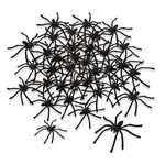 obqo 150 Pieces Halloween Spooky Black Plastic Spiders for Halloween Party Decorations, Prank Realistic Scary Spiders Toy for Kids Party Decorations