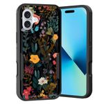 KJFHDJFDH for iPhone 16 Plus Case,Dual Layer Hybrid Heavy Duty Rugged Shockproof Hard PC +Soft Silicone Protective Case for iPhone 16 Plus 6.7 inch 2024,Beautiful Floral