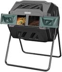 EAST OAK Compost Tumbler Outdoor, 43-Gal Dual Chamber Compost Bin with 2 Sliding Door and Aeration System, Tumbling Rotating Composter Bin for Kitchen, Garden, Yard