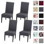 Kivors Chair Covers Universal Removable Washable Stretch Slipcovers Chairs 4/6 Pieces Chair Protective Cover Chair Covers for Dining Room, Hotel, Banquet, Ceremony (4, Solid Gray)