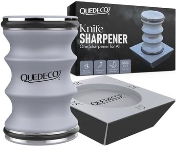 Quedeco - Rolling Knife Sharpener Kit - Knife Sharpener Roller - Angles for All Knives 15°/20°/25°/30° - Easy Grip Knife Sharpening Wheel - Diamond & Ceramic Sharpener - Rolling Stone Knife Sharpener