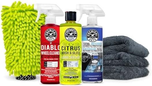 Chemical Guys Clean & Shine Car Wash Starter Kit - Safe for Cars, Trucks, Motorcycles, SUVs, RVs & More (7 Piece Set, Including 3 x 473ml Car Detailing Chemicals)