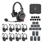 SYNCO Wireless Intercom Headset System, XTALK X9 2.4GHz Full Duplex Wireless Headset with 24H 1148FT Team Communication Real-time Monitoring（9PCS）