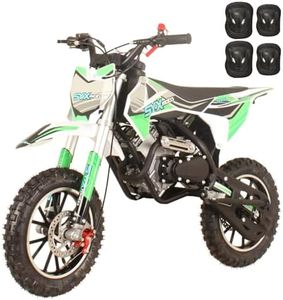 SYX MOTO 50cc Dirt Bike, 4-Stroke Gas Powered Kids Mini Bike, Pit Bike Automatic Transmission Pull Start Trail Bike, Up to 22 Mph, EPA certification (Green)