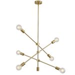 Sputnik Chandelier Lighting Fixture 6 Light Brushed Brass Finish Mid -Century Modern Pendant Lighting Industrial Vintage Semi-Flush Mount Ceiling Light for Dining Room Bedroom Kitchen UL by XILICON