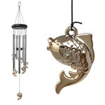 Nautical Wind Chimes - Soothing Chimes for Porch or Garden Décor - Ideal Outdoor Gift - 6 Fish 22" L