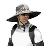Leotruny Men Wide Brim Sun Hats UPF50+ Waterproof Breathable Bucket Hat for Fishing, Hiking, Camping, C07-khaki Ink, One Size