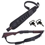 Leather Canvas Ammo Holder Rifle Sling Hunting Gun Strap for 30/30 .357 .308 .45 .45-70 .22mag 12GA (12 Gauge, Black With Swivels)