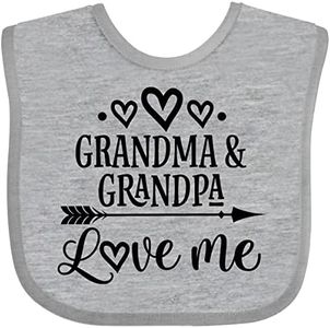 inktastic Grandma Grandpa Love Me Arrow Baby Bib Heather Grey 2dfa0