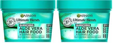 Garnier Hair Food Multi-use Hair Treatment Mask, Offers 8x More Hydration, Ideal for Dehydrated hair, No Silicones, Vegan Formula, Aloe Vera, Ultimate Blends, 400ml (Pack of 2)