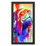 Ritwika's Colorful Dog Face Water Color Painting With Black Photo Frame For Decor Home And Interior Design | Multicolored | 7.5 X 13.5 IN | Set Of 1