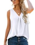 Zeagoo Womens Silk Satin Tank Tops V Neck Casual Cami Sleeveless Camisole Blouses Summer Basic Tank Shirt White M