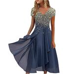 Keepink Wedding Guest Dresses for Women UK Short Sleeve Wrap Dress Chiffon Empire Waist A Line Dress Bridesmaid Dresses Occasion Evening Dress Plus Size Summer Dresses 8-22 UK Sale