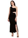 Sheetal Associates Women's Sleeveless One Shoulder Bodycon Casual Maxi Dress Black