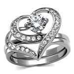 Marimor Jewelry Women's 1.2Ct Round Cut Cz 2 Piece Heart Shape Stainless Steel Wedding Ring Set 6