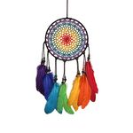 Dream Catchers Colorful Rainbow Handmade Ornaments Wind Chimes Rainbow Feather Dream Catchers for Gifts Wedding Ornament and Home Decorations