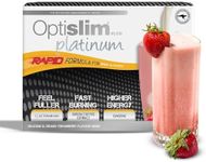 Optislim VLCD Platinum Shake, Meal Replacement, Formulated for Accelerated Weight Management, with 10g High Protein and Ginseng, 25 Vitamins and Minerals Per Serving - Strawberry Flavour - 21 x 25g Sachet