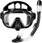 Snorkel Set, Zipoute Snorkel Dry Top Snorkeling Gear for Kids, Panoramic Anti-Leak and Anti-Fog Tempered Glass Lens, Kids Adjustable Snorkeling Set, Scuba Diving Swimming Training Snorkel Kit for Kids