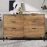 BTM Chest of drawers bedroom, Chest of Drawers with 6 drawers, Dark Oak, 40D x 120W x 83H centimetres