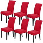 Gominimo 6 Pieces Dining Chair Slipcovers Protective Covers for Chair, Machine Washable, Stretchable Material, Stain Protection, Chair Protector Cover for Dining Room, Burgundy