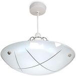 Linear Glass Ceiling Uplighter Pendant Shade - White & Clear - Easy Fit -Modern