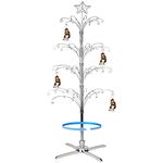 HOHIYA 74 Inch Ornament Display Tree Metal Christmas Stand Rotating Silver 90 Hooks Hanger Wire Hanging for Swarovski 2024 Crystal Glass Decorations Gift Taiwan Made