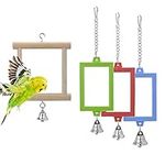Wontee 4 PCS Bird Mirror with Bell 