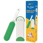 Fur Magic Pet Hair Remover Lint Brush With Self-Cleaning Base, Reusable Fluff Remover for Clothes, Double-Sided Fur Cleaner for Dog and Cat, Green