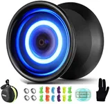 MAGICYOYO Light Up Yoyo - Y02 Aurora Professional Yoyo Unresponsive Yoyo with Yoyo Glove, Yoyo Storage Bag, Extra Battery,12 Yoyo Strings -Blue Light Effect