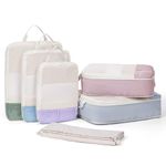 Narwey 6 Set Compression Packing Cubes for Suitcases, Travel Packing Cubes for Backpack Suitcase Organiser Bags Home Storage Shoes Bags for Carry on Hand Luggage Travel Essentials Bag (Combined)