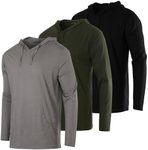 3 Pack: Men’s Big and Tall King Size Cotton Lightweight Hoodie Long Sleeve Hooded T Shirt Sweatshirt French Terry Casual Active Athletic Workout Gym Dry Fit Jersey Pullover Outdoor - Set 6, 4x Tall