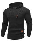 COOFANDY Mens Knit Hoodie Pullover Sweater Long Sleeve Hipster Casual Hoodies Sweater, Black, Medium