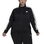 adidas Womens Essentials Warm-Up Tricot Slim 3-Stripes Track Jacket (Plus Size) Black 2X