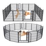 Dog Playpen Indoor Outdoor, 16 Panels Dog Pen 32" Height Dog Fence Exercise with Doors for Large/Medium/Small Dogs, Portable Pet Playpen for Yard RV Camping, Hammer Paint Finish (Patent Pending)