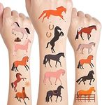 24 Sheets Horses Temporary Tattoos, Horses Birthday Decorations Party Favors