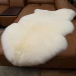 WL&ALLEN Large Sheepskin Rug Genuine Thick and Lush 3 Inch Pile，Luxury Australian Pelts |Large Sheepskin Wool Area Rugs (Large Single Pelt 2'6" x 3'7"，Ivory White)