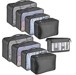 Voniry 9 Set Packing Cubes - Waterproof Mesh Travel Luggage Packing Organizer(Black)