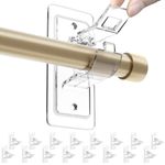 ANDGOO 16-Pack Curtain Rod Holders, No Drilling Needed Self Adhesive Clear Plastic Curtain Rod Brackets Hook, Stick on Curtain Rod Hanger