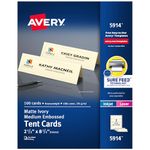 Avery Medium Embossed Ivory Tent Cards, Laser/Inkjet Printers, 2-1/2x8-1/2, Pack of 100 (5914)