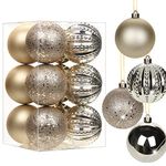 3.15" Champagne Christmas Balls Ornaments 12 Pcs Shatterproof Christmas Ornaments Set Matte Large Champagne Ornaments for Christmas Tree Halloween Holiday Party