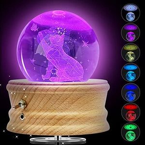 Kibuhain U R My Sunshine 3D Crystal Ball Music Box with Projection LED Light and Rotating Wooden Base, Best Gift for Birthday, Valentine's Day, Music Boxes for Women Mom Girls