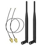 Bingfu Dual Band WiFi 2.4GHz 5GHz 5.8GHz 6dBi RP-SMA Male Antenna & 20cm 8 inch U.FL IPX IPEX MHF4 to RP-SMA Female Extension Cable 2-Pack for M.2 NGFF Intel Wireless Network Card WiFi Adapter Laptop