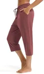 Maxbee Capri Pants for Women Drawstring Workout Sweatpants Comfy Lounge Elastic Waist Yoga Pants Brick Red