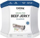Think Jerky Classic Beef Jerky, Grass-Fed High Protein Beef, Gluten Free, No Antibiotics or Nitrates, Healthy Chef Crafted Recipe, Low Calorie and Low Fat - 1.0 oz Bags, 12 Pack